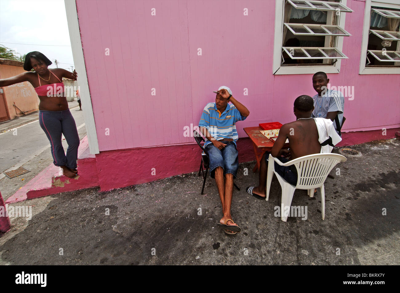 Curacao, Otrobanda, ein großer Prozentsatz der Jugendlichen ist arbeitslos. Stockfoto