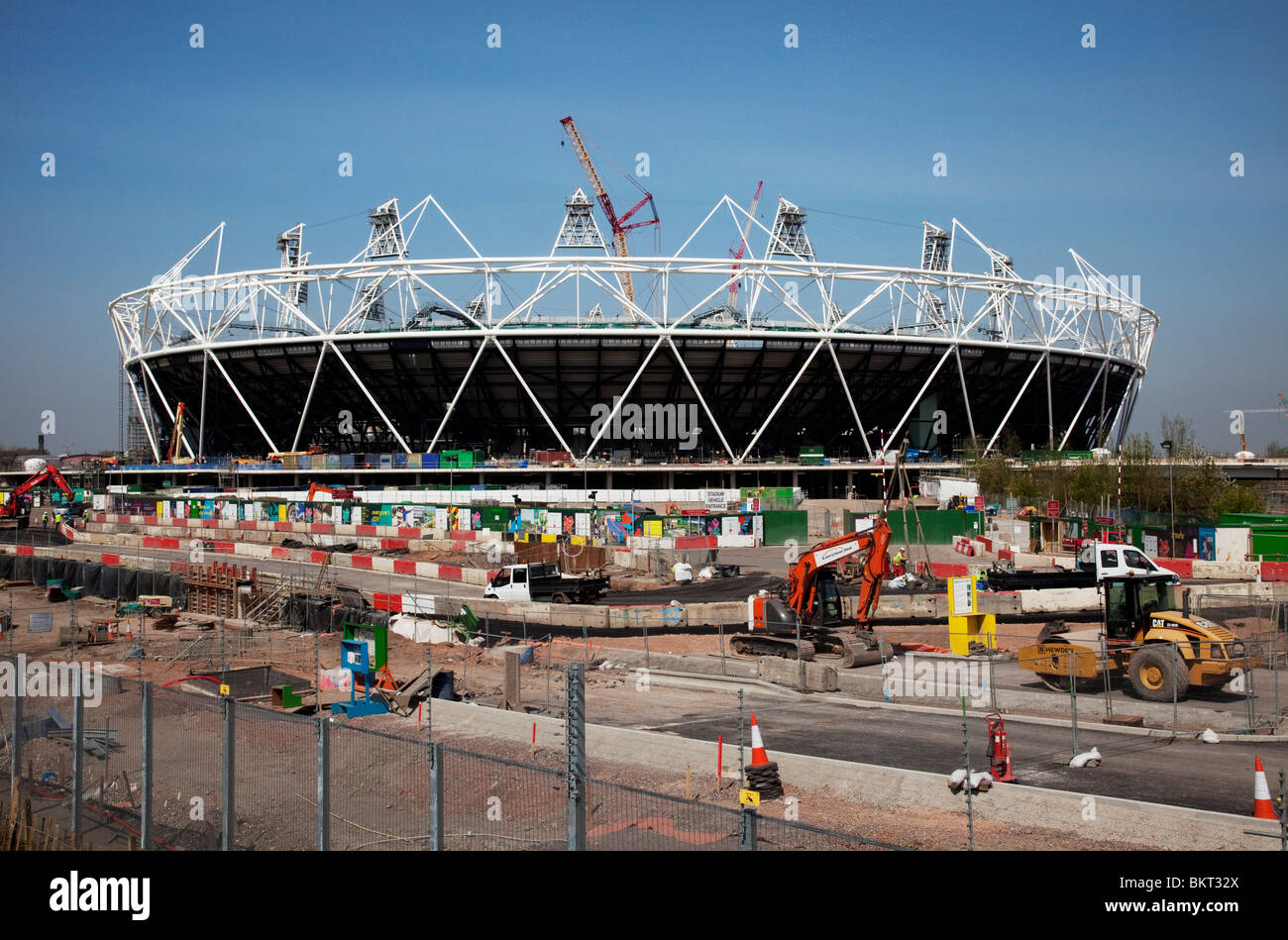 Bau des olympischen Hauptstadion in East London. Dies wird der Fokus auf die Olympischen Spiele 2012 sein. Stockfoto