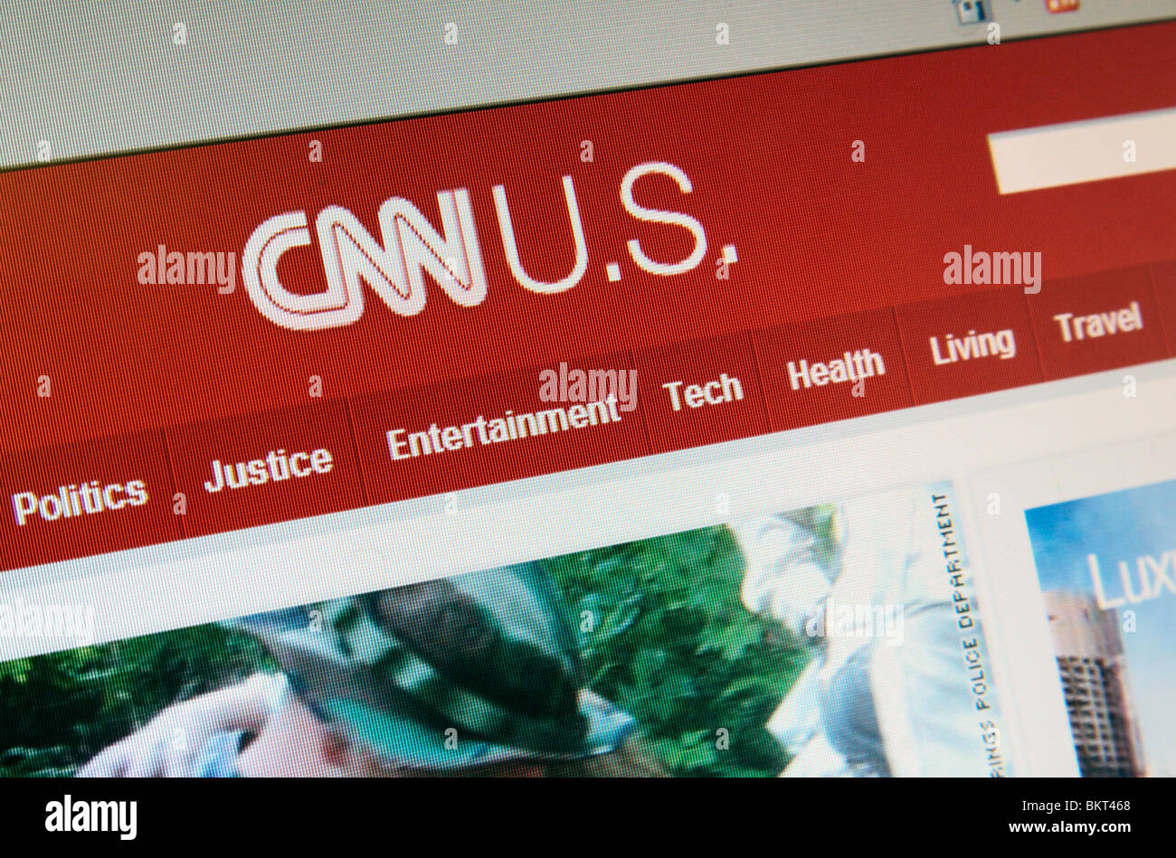 Schrägen Blick auf den Screenshot der US-News-Seite der CNN-Website. April 2010 Stockfoto
