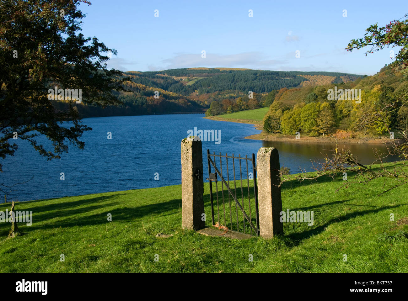 Isolierte Tor auf der Ostseite des Ladybower Vorratsbehälter, Peak District, Derbyshire, England, UK. Stockfoto