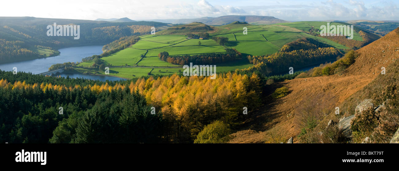 Ladybower Vorratsbehälter von Derwent Rand, Peak District, Derbyshire, England, UK Stockfoto