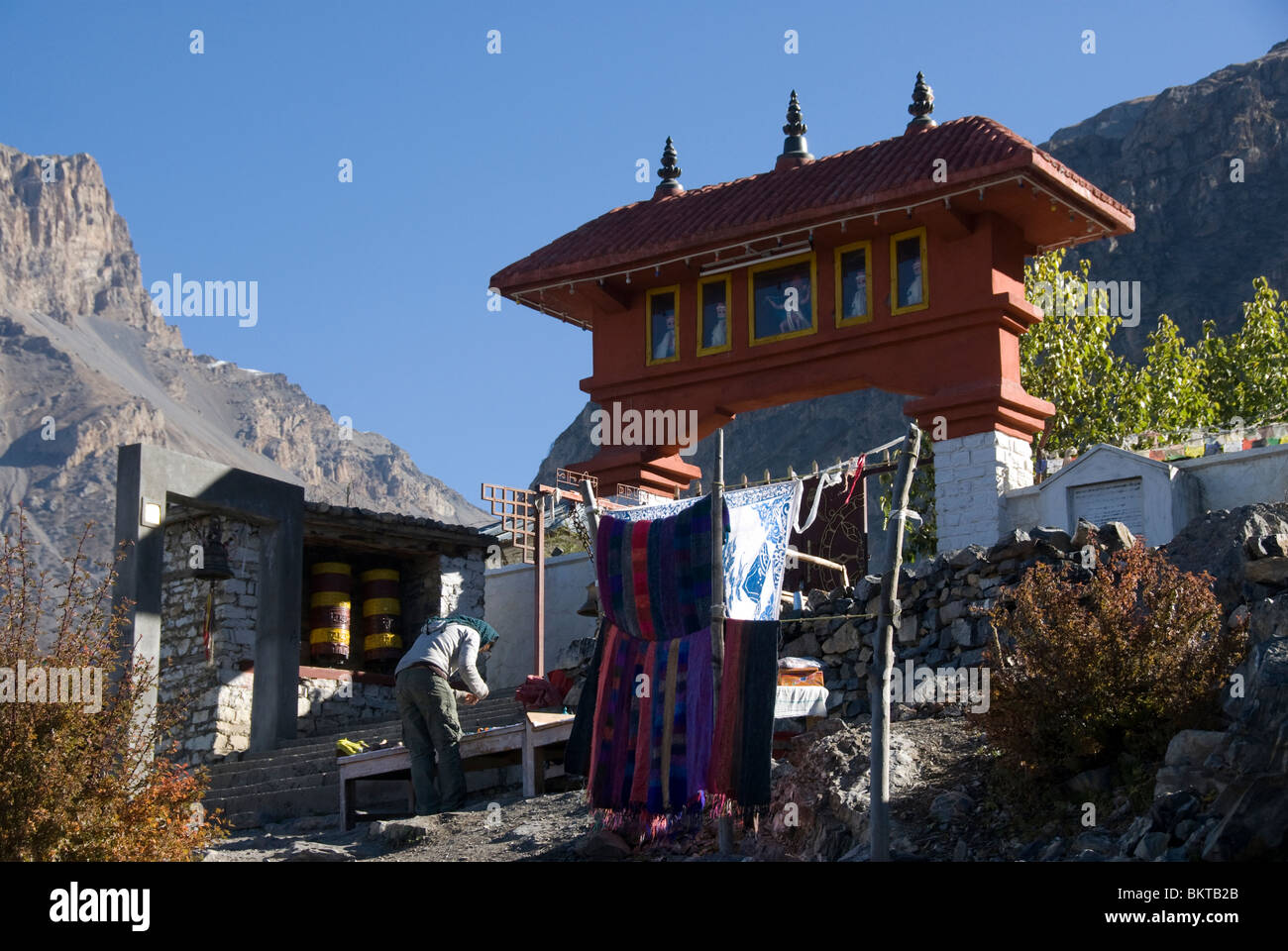 Eingang zum Mustang District, Nepal, Annapurna Circuit, Muktinath Tempel, Muktinath. Stockfoto