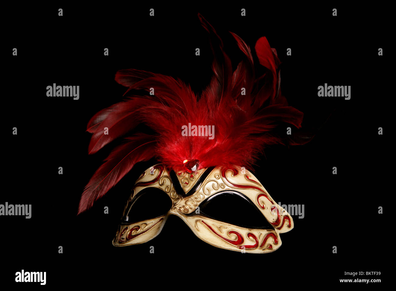 Maskerade Maske Studio Ausschnitt auf schwarzem Hintergrund Stockfoto