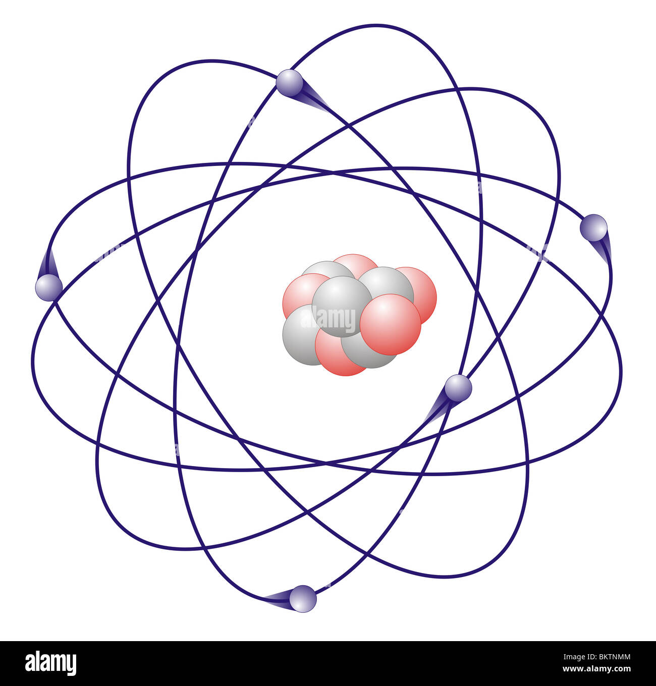 Bor Atom GML Atomkern rot = Proton, weiß = Neutron, Elektron Schale Blau = Elektron Stockfoto