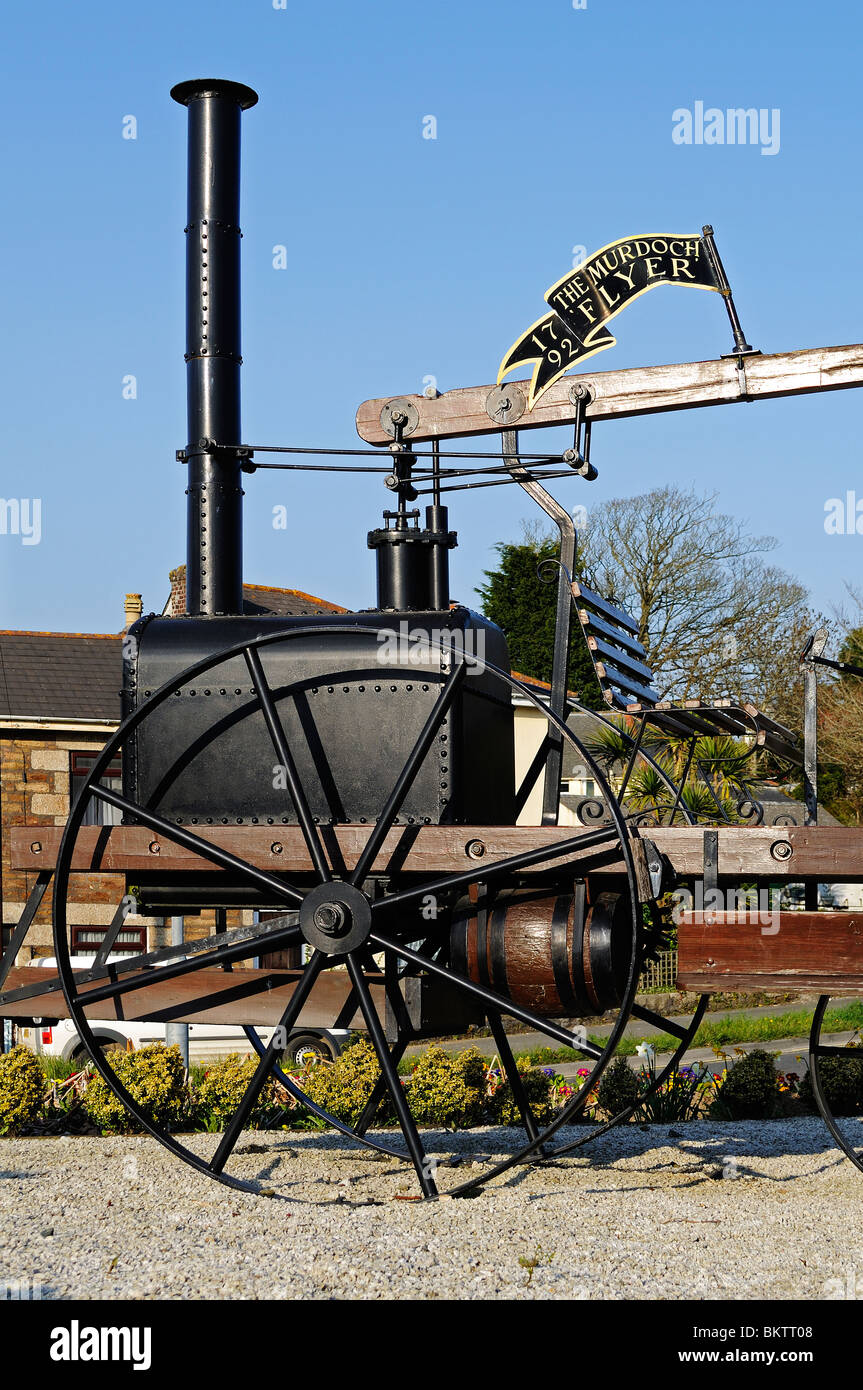 eine Nachbildung des "Murdoch-Flyer" die erste Dampfmaschine in Großbritannien, erfunden von William gebaut werden Murdoch Redruth uk. Stockfoto