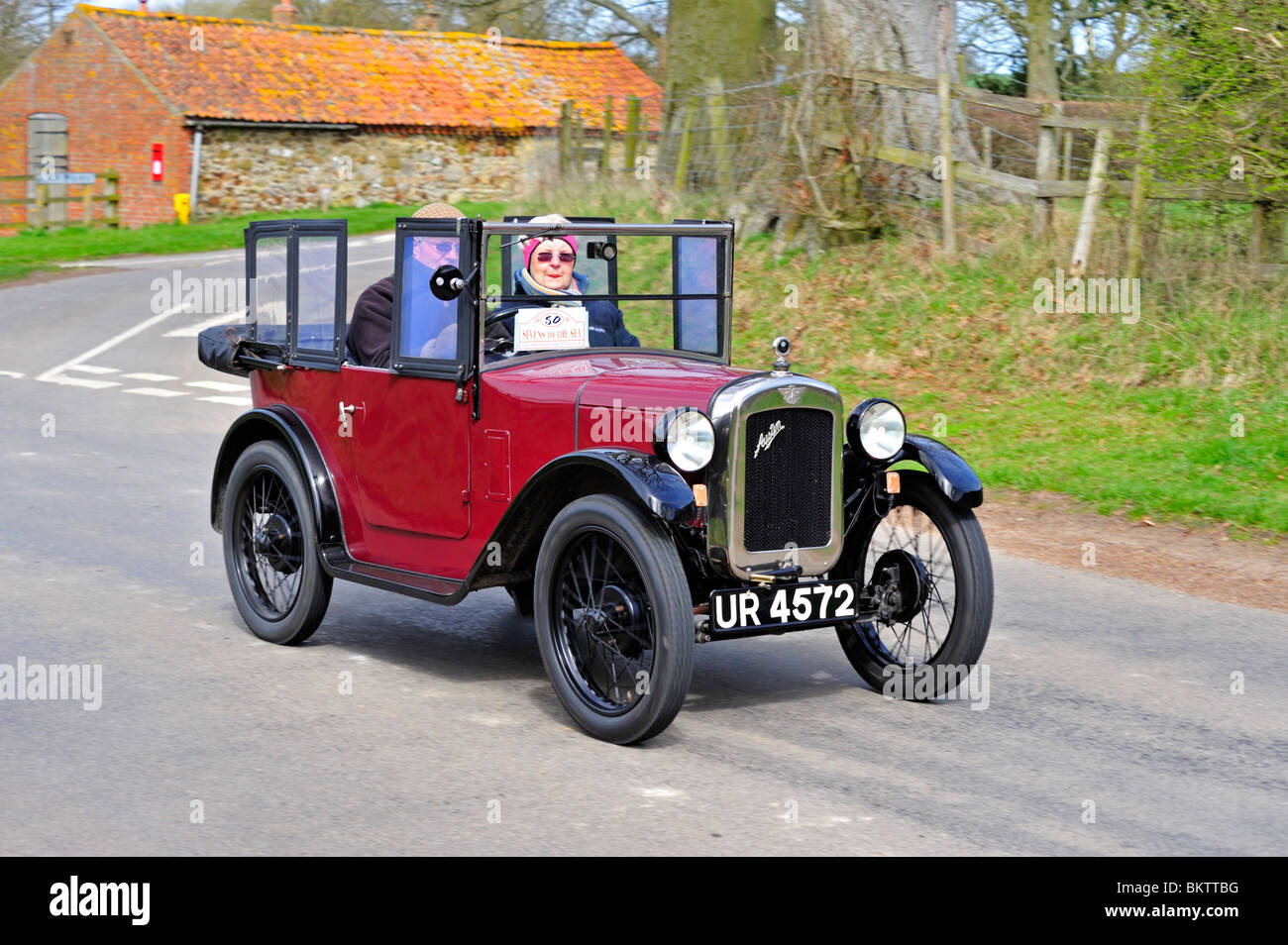 Austin Seven Tourer 1929. Oldtimer Classic Cars. AUF OFFENER STRASSE. Stockfoto