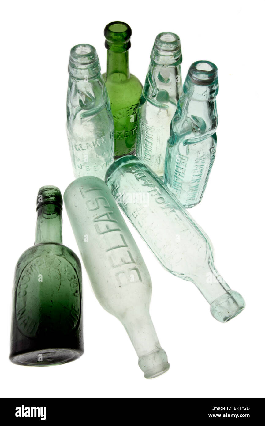 alte grüne Flaschen Stockfoto