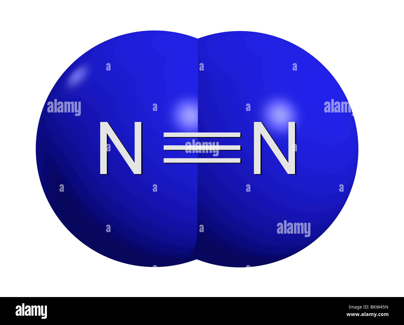 Stickstoffmolekül N2 / N2 Stickstoff-Molekül Stockfoto