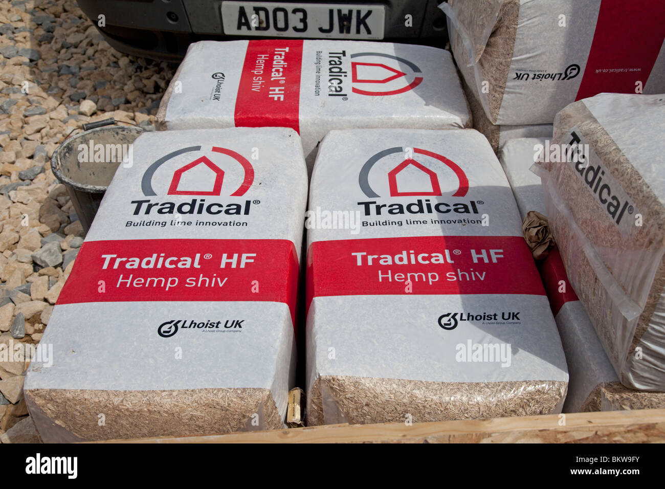 Ballen von Tradical Hanf Shiv für umweltfreundliche Hochbau UK Stockfoto