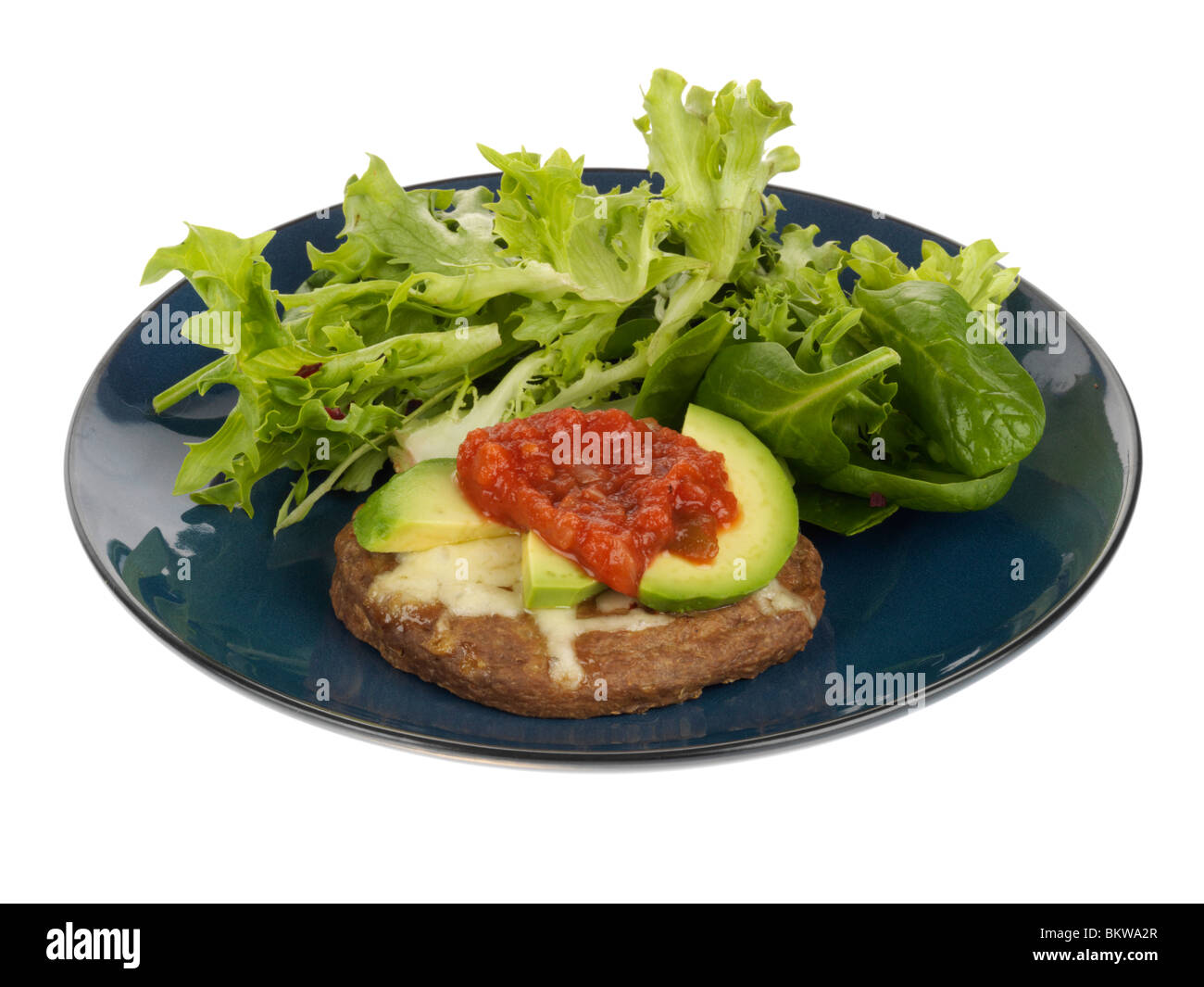 Vegetarische Burger mit Avocado und Salsa Stockfoto