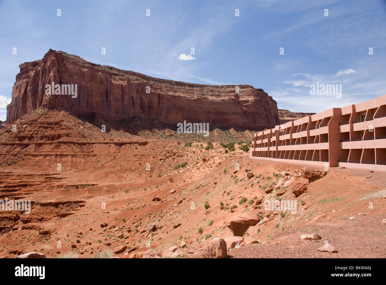 Das View-Hotel an der Navajo Tribal Park Besucher Center Zentrum Monument Valley in Utah Süd-west-USA Stockfoto