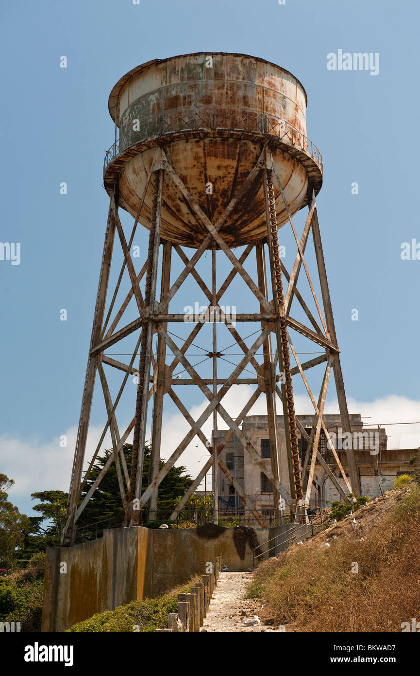Der Wasserturm auf Alcatraz Insel oder 'The Rock', San Francisco Bay, Kalifornien, USA Stockfoto