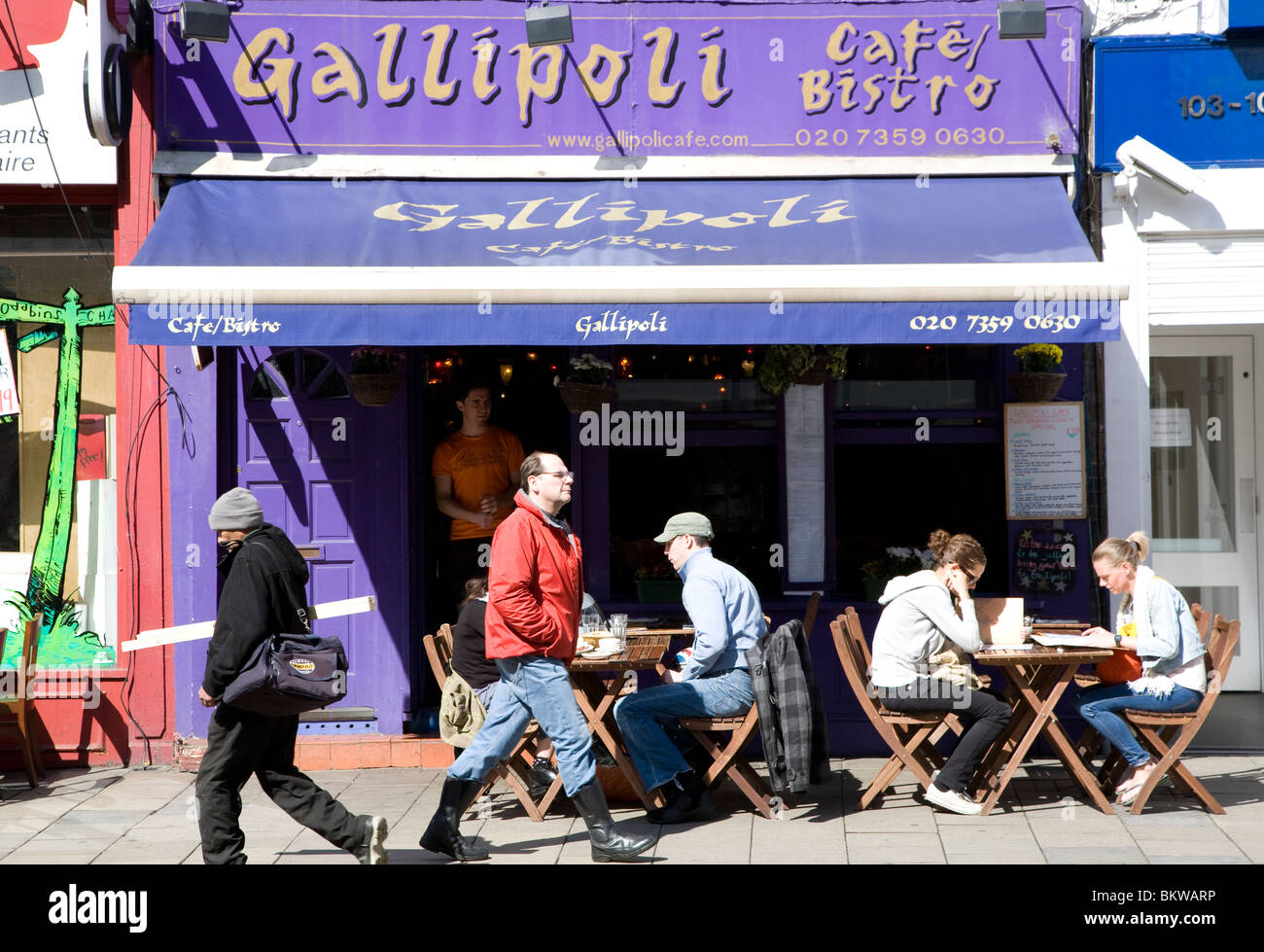 Türkisches Restaurant Gallipoli in Upper Street, Islington, London Stockfoto