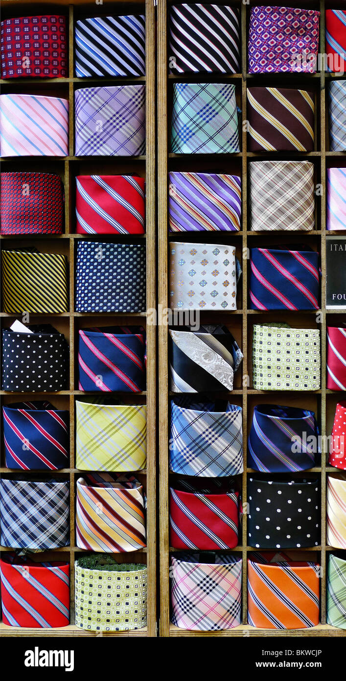 Auswahl an Herren Krawatten. Stockfoto