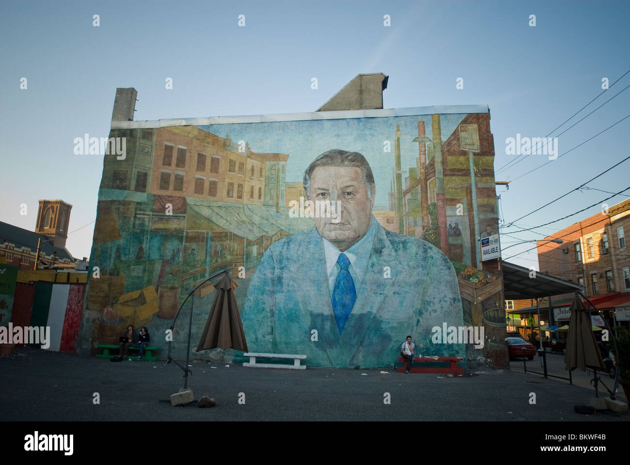 Das berühmte Frank Rizzo Wandbild auf dem italienischen Markt in Philadelphia, PA Stockfoto