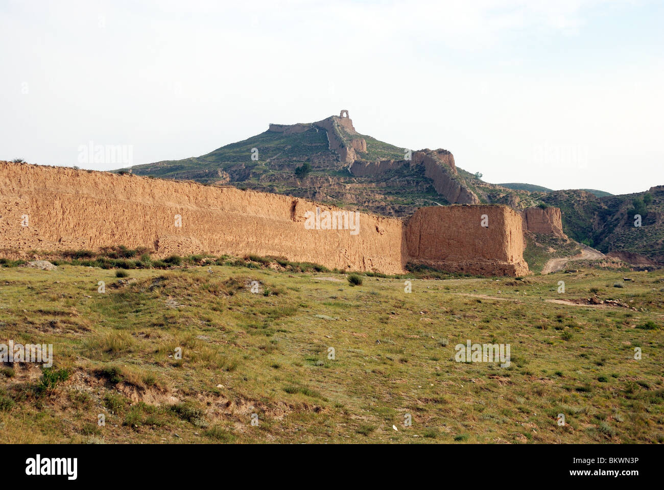 Die chinesische Mauer bei Sonnenuntergang in der Provinz Shanxi Stockfoto