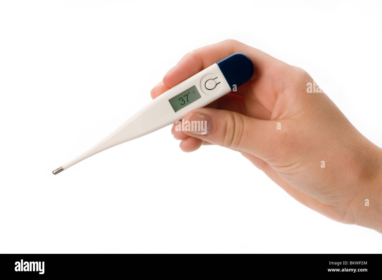 Hand halten thermometer Stockfoto