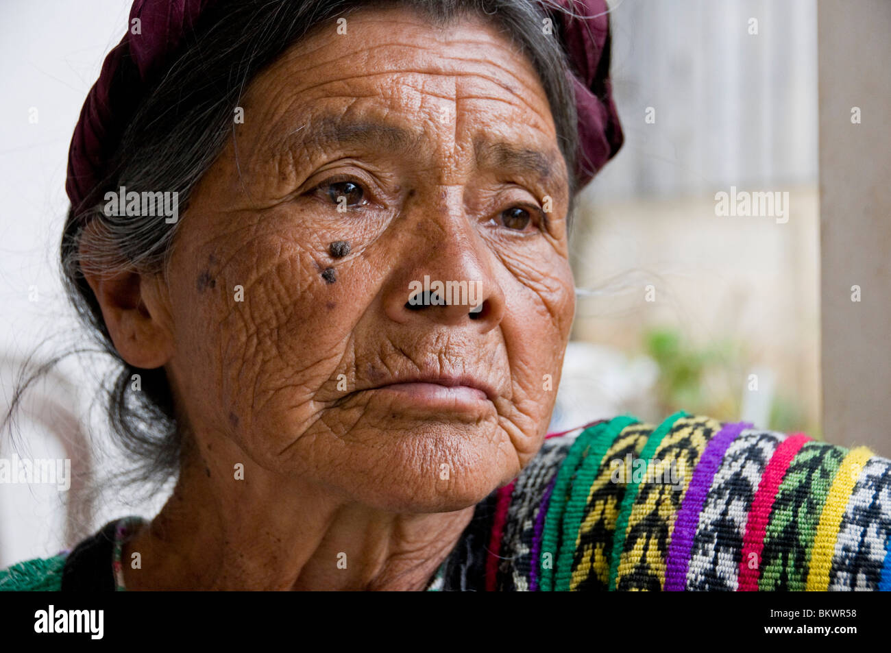 Alte Maya-Frau Solola Abteilung Guatemala Stockfoto