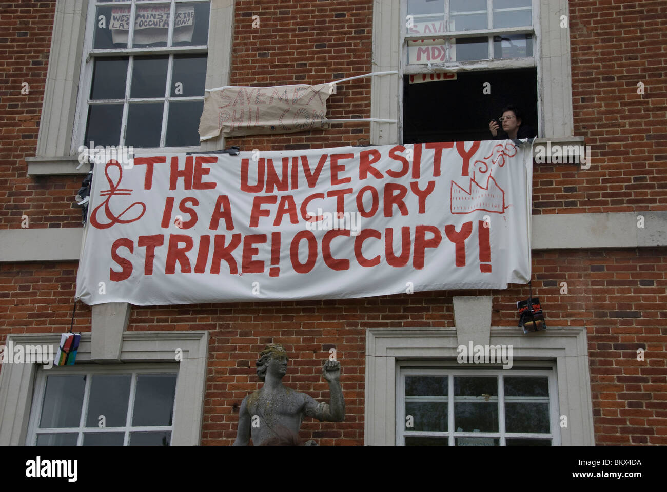 Midddlesex Universität Besetzung - Studenten und Dozenten zu kämpfen den Vorschlag, in der Nähe der philosophischen Fakultät Stockfoto