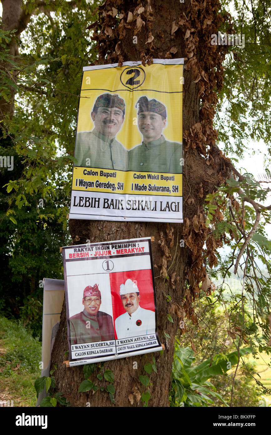 Regionale Wahlplakate in Bali, Indonesien 2010 Stockfoto