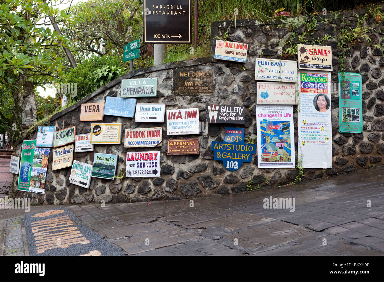 Zeichen in Ubud, Bali, Indonesien Stockfoto