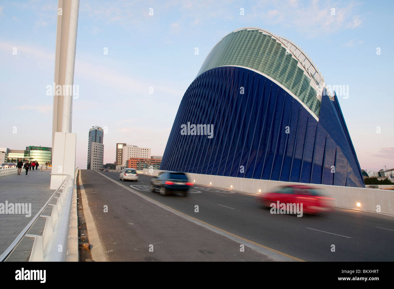 Die Agora von L'Assut d ' or-Brücke. Stadt der Künste und Wissenschaften, Valencia, Spanien. Stockfoto