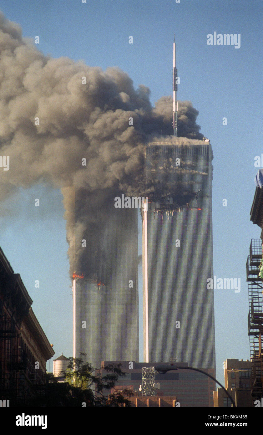 Die Zwillingstürme des World Trade Center am Morgen des 11. September © Stacy Walsh Rosenstock/Alamy Stockfoto