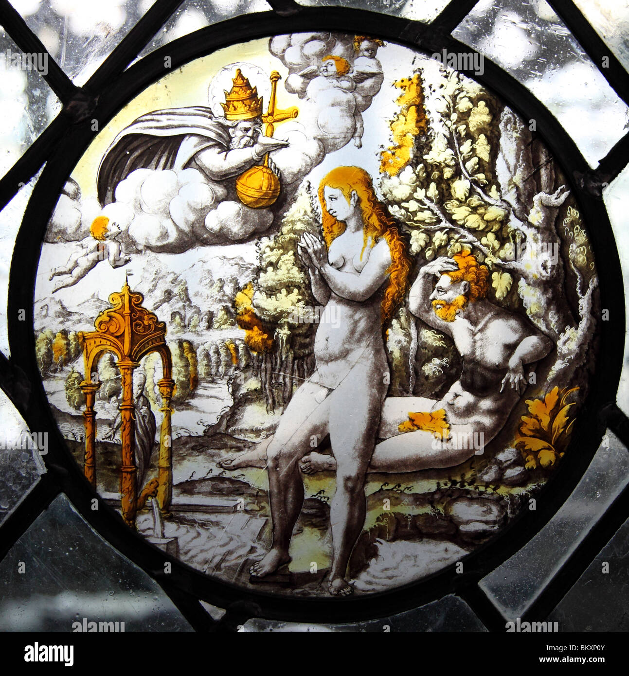 Glasmalerei, Kings College Kapelle Cambridge, England UK Stockfoto