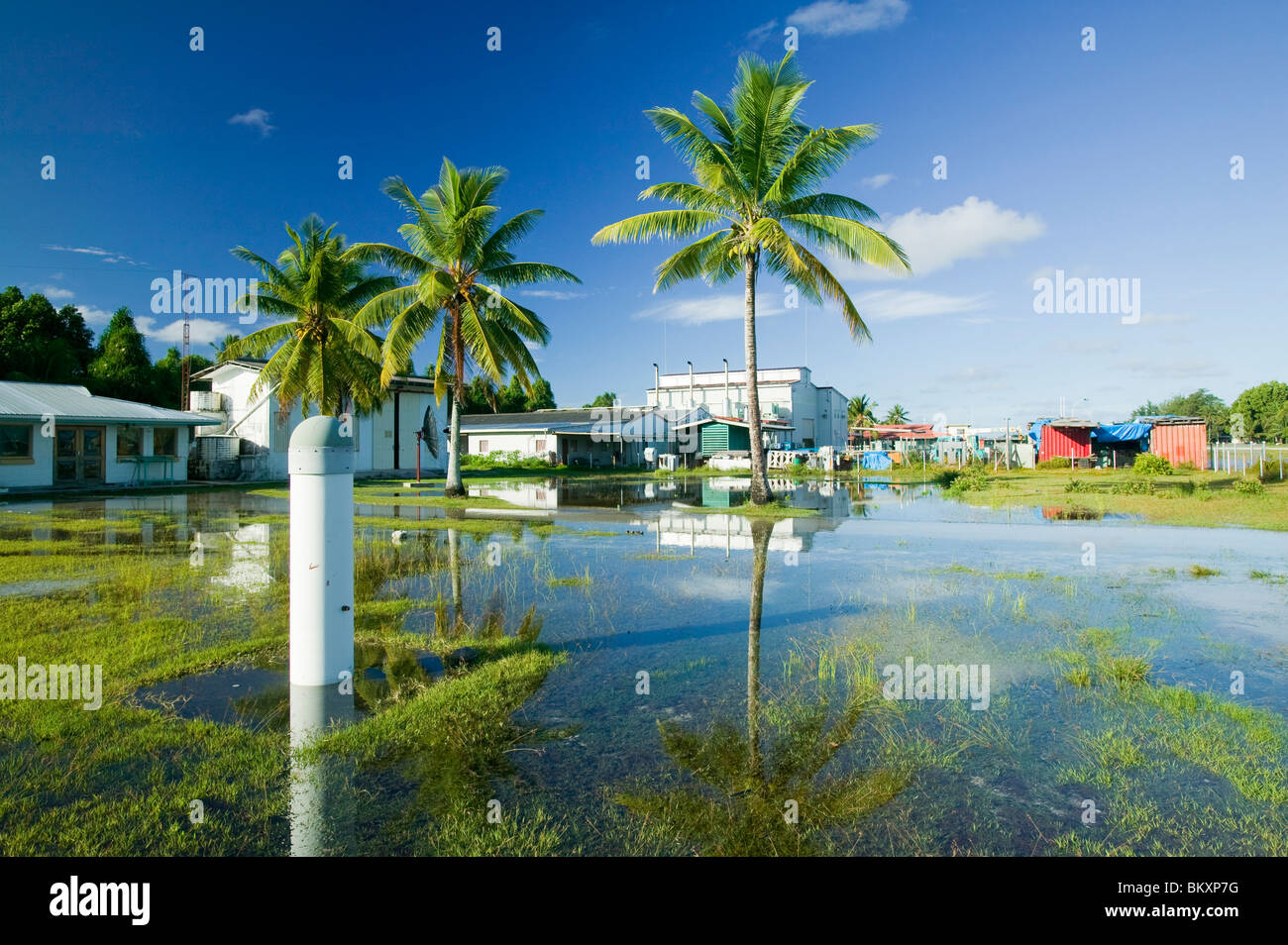 Überschwemmt von Meer Wasser Übergriff auf Funafuti Atoll der Hauptinsel der Nation von Tuvalu Funafuti. Stockfoto