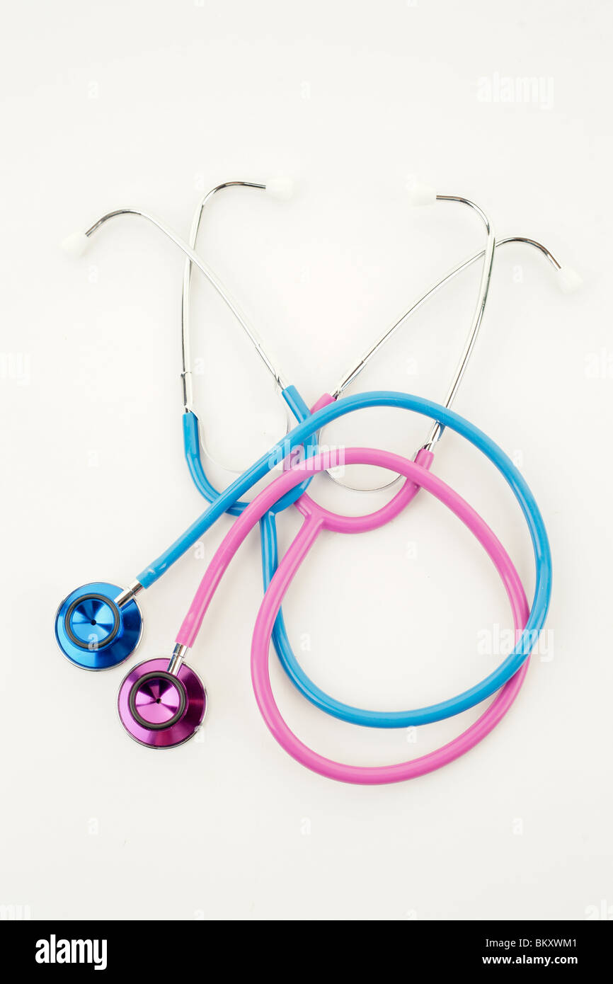 tolles Bild von rosa und blauen Stethoskope Stockfoto
