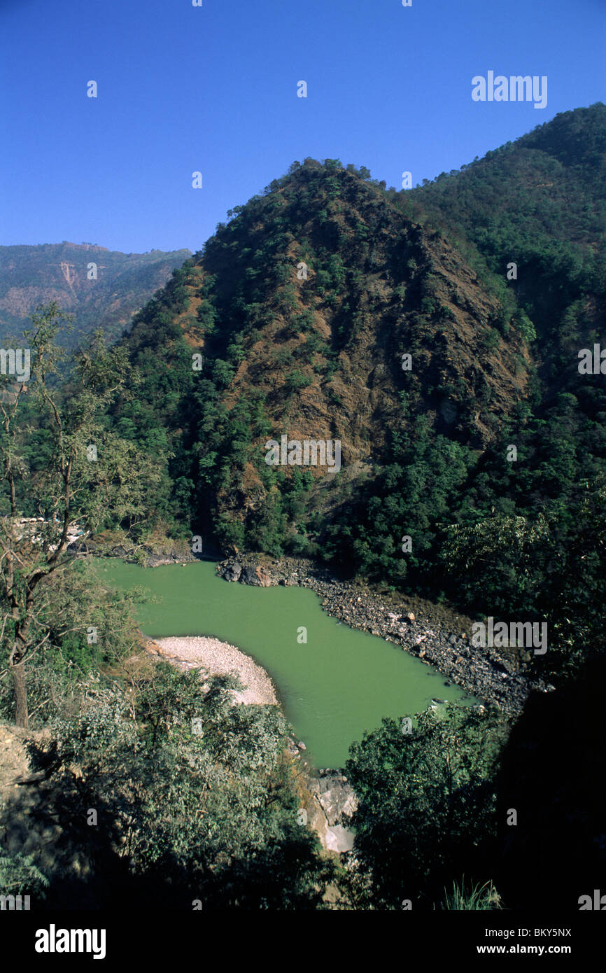 Indien, Uttarakhand, Ganges River Valley nördlich von Rishikesh Stockfoto
