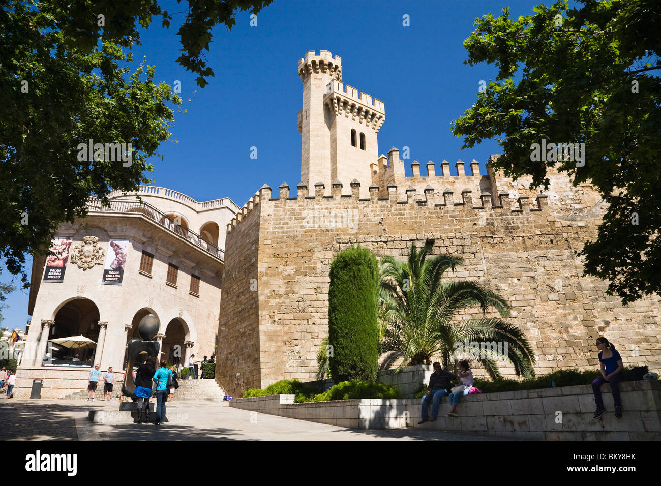 Der Palast Palau de Almudaina im Sunligtht, Palma, Mallorca, Spanien, Europa Stockfoto