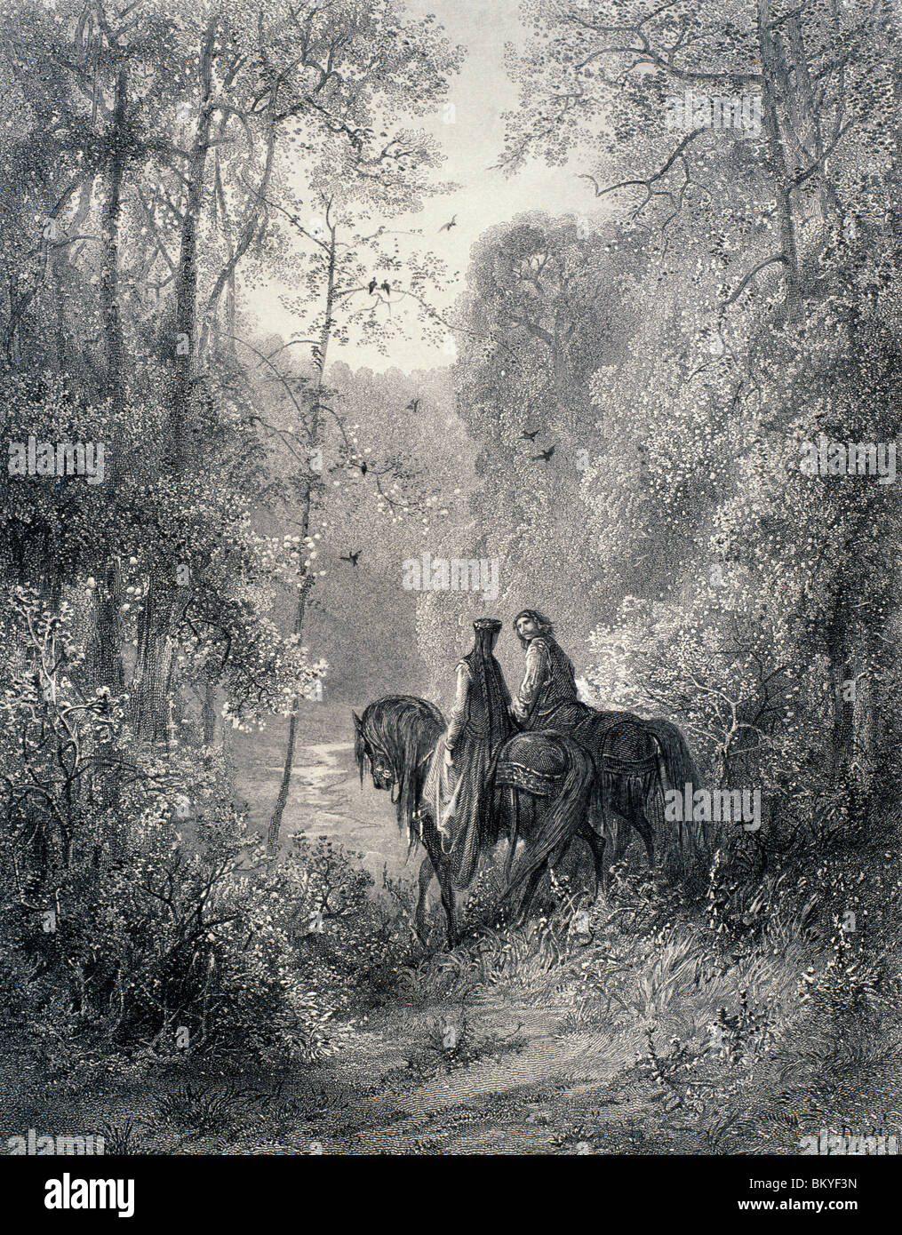 Dawn of Love von Gustave Dore, von Idylls des Königs, (1832-1883), USA, Illinois, Chicago, Newberry Library Stockfoto