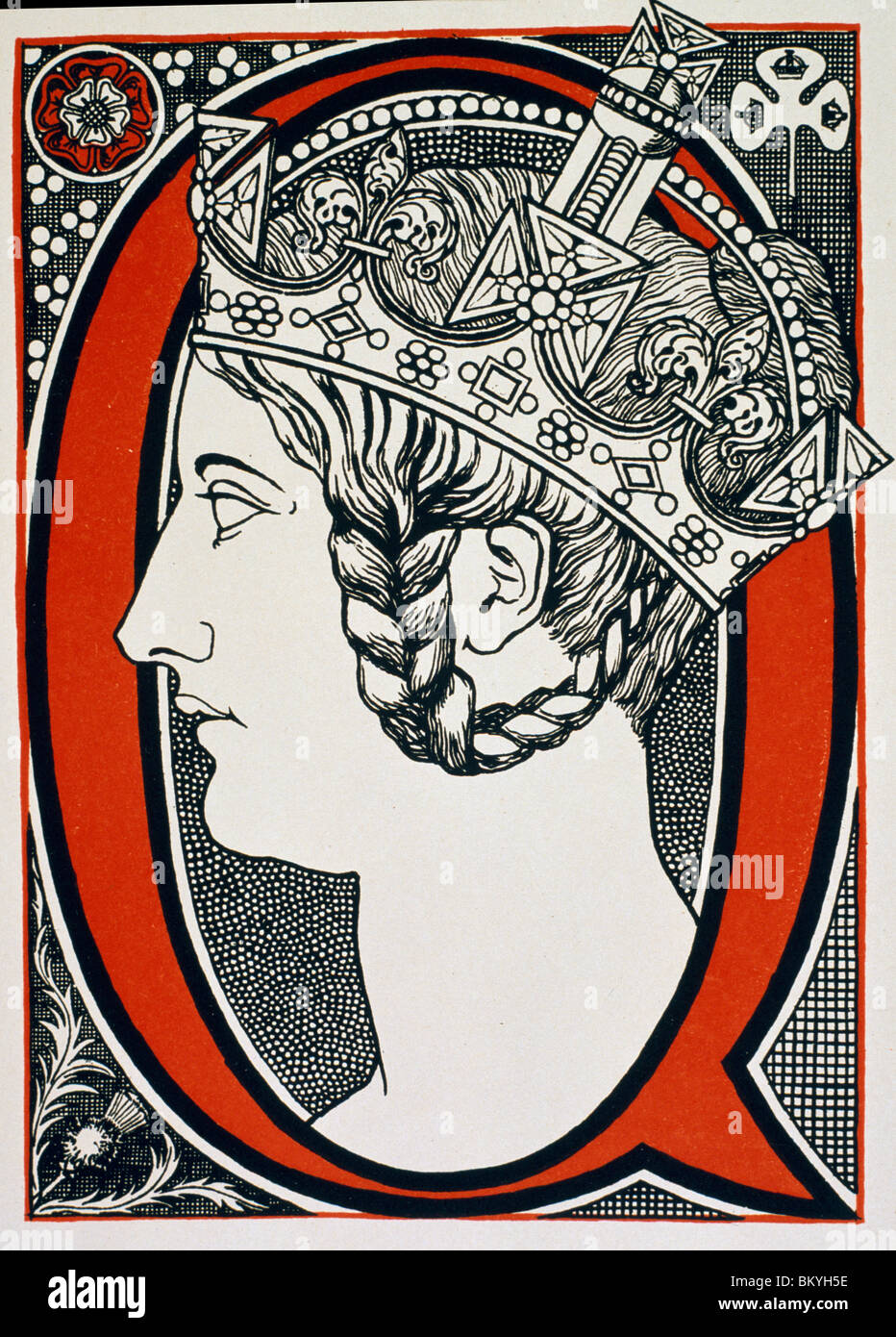 Der Buchstabe "Q" (ist für Königin), vom Buch ABC von Theodore Howard, USA, Illinois, Chicago, Newberry Library Stockfoto