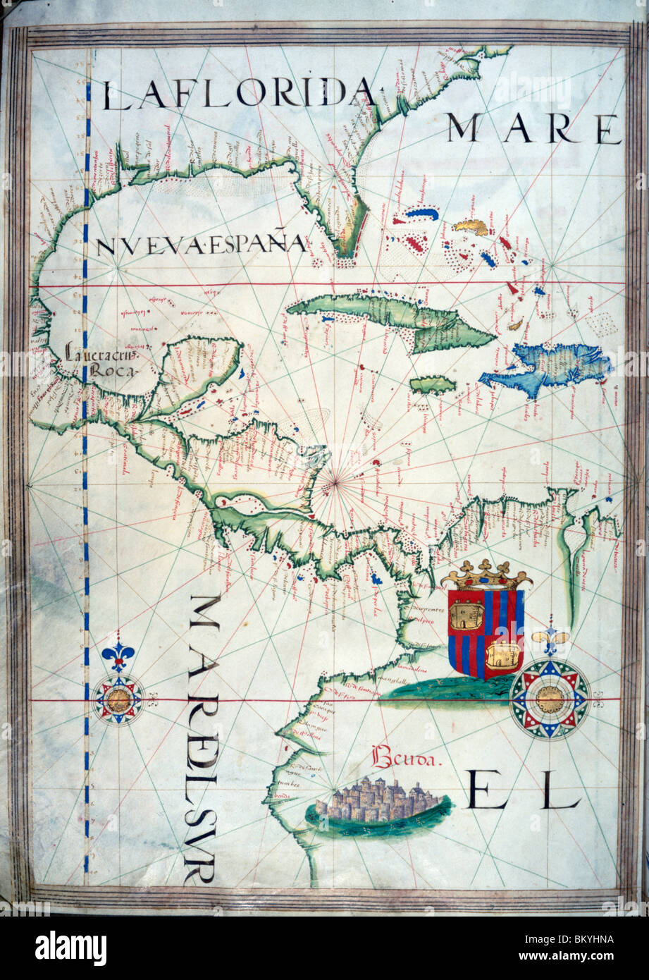 Golf von Mexiko von Sebastiano Lopes von Portolan Atlas, 1546, USA, Chicago, Newberry Library Stockfoto