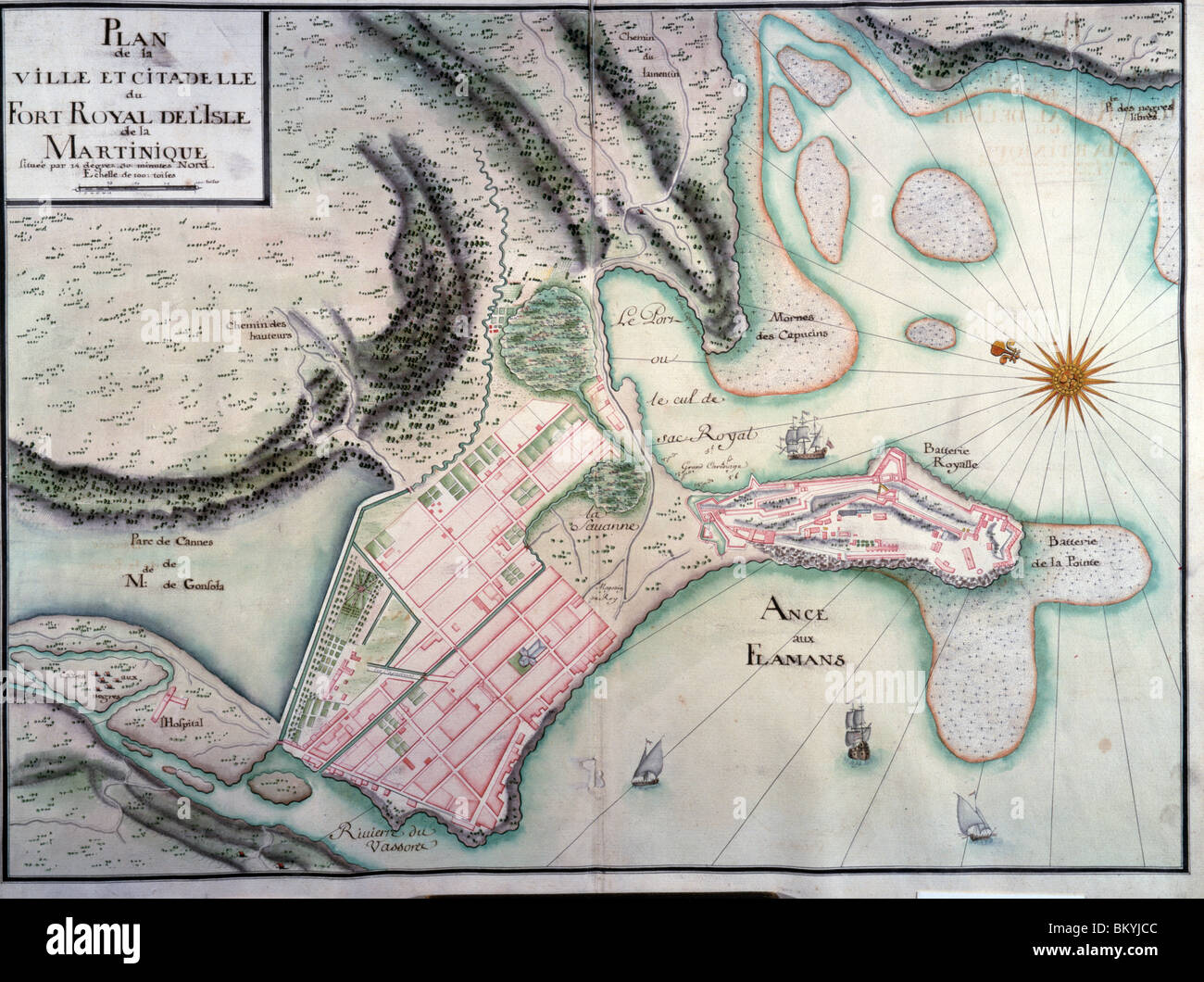 Plan der Stadt und Festung der königlichen Hafen von Martinique, Stadtplan, USA, Chicago, Newberry Library Stockfoto