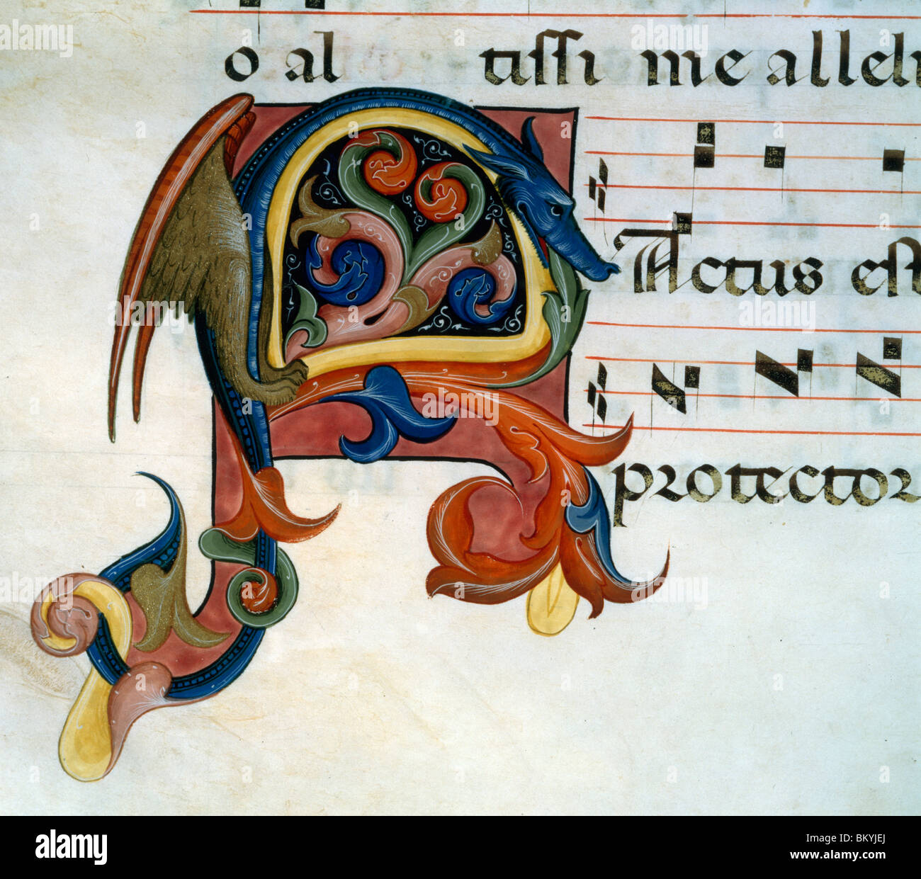 Allmähliche Beleuchtung - Drachen, Manuskript, USA, Chicago, Newberry Library Stockfoto