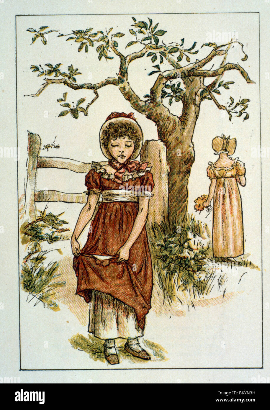 April von Kate Greenaway, Illustration aus Kate Greenaways Almanach für 1895, (1846-1901), Chicago, Newberry Library Stockfoto