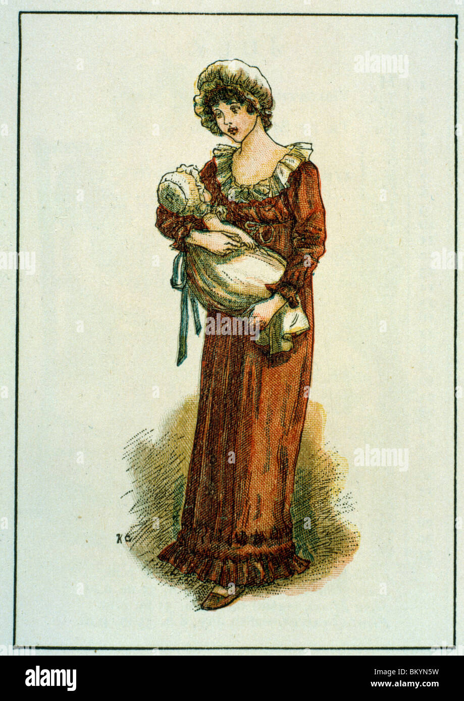 August von Kate Greenaway, Illustration aus Kate Greenaways Almanach für 1895, (1846-1901), Chicago, Newberry Library Stockfoto