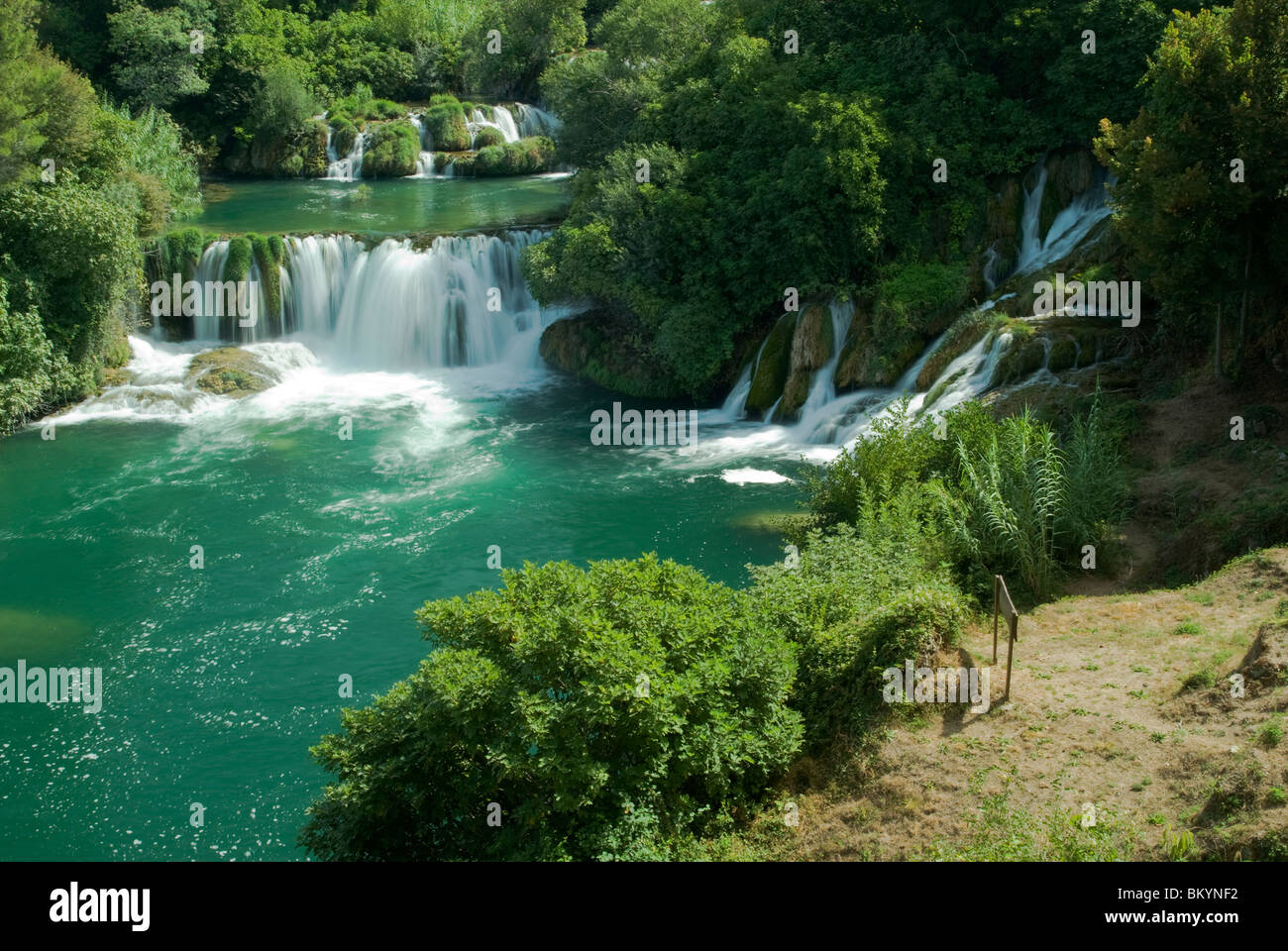 Kroatien; Hrvartska; Fernsehreihe; Šibenik-Knin, Skradin, Krka Wasserfälle, oberen Wasserfälle von Krka Fluss Krka Wasserfälle Stockfoto
