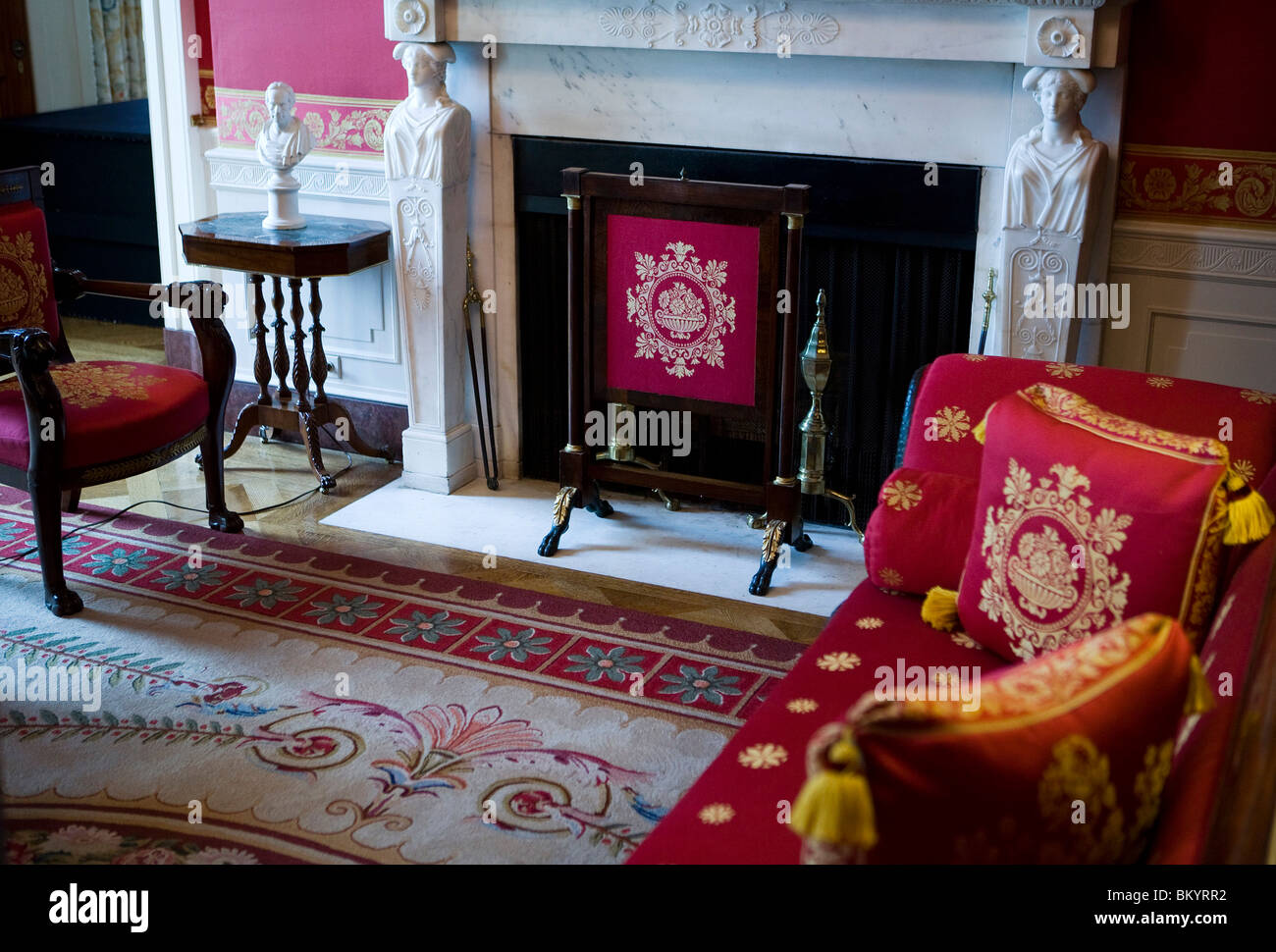 Das rote Zimmer des weißen Hauses. Stockfoto