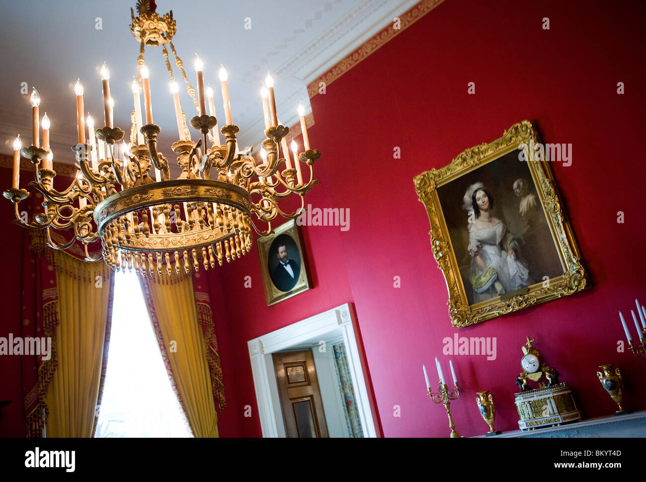 Das rote Zimmer des weißen Hauses. Stockfoto