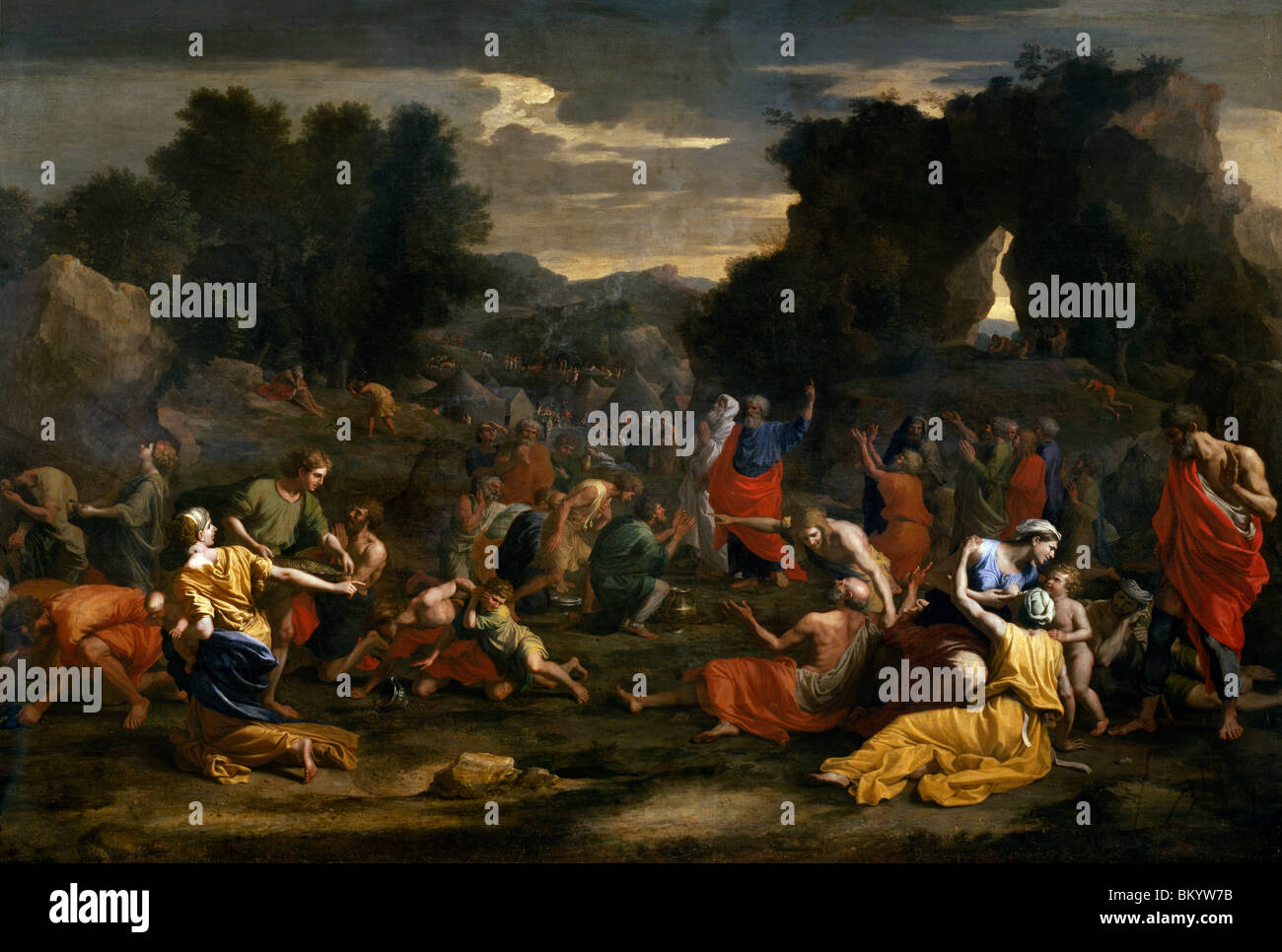 Israeliten Gathering Manna in Körben von Nicolas Poussin (1594-1665), Paris, Musée du Louvre Stockfoto