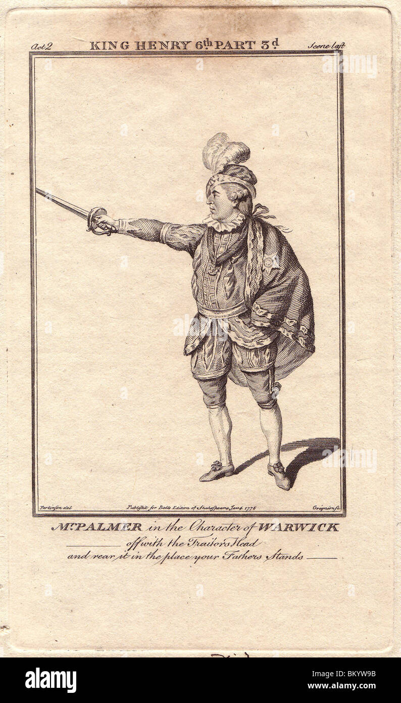 John Palmer als Warwick in "Heinrich VI., Teil 3" Stockfoto