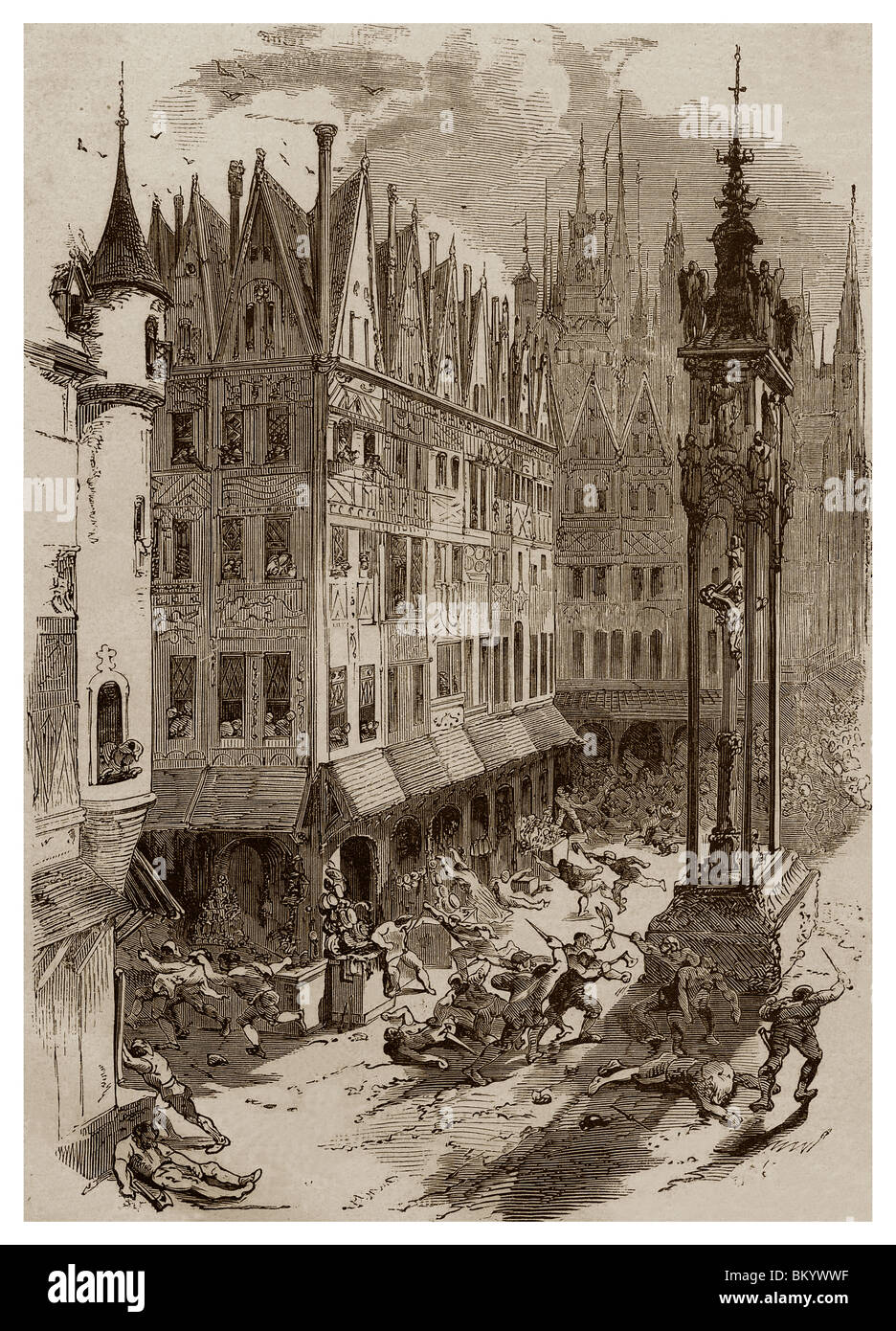 Am 12. Juni 1418 in Paris, während des Bürgerkriegs Armagnac-burgundischen wurden Armagnacs geschlachtet durch die Bevölkerung. Stockfoto