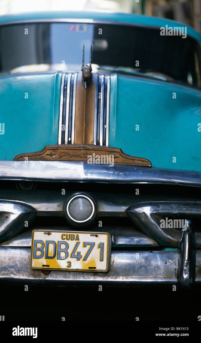 CubaClose-Up von Auto Nummernschild, Kuba, Havanna Stockfoto