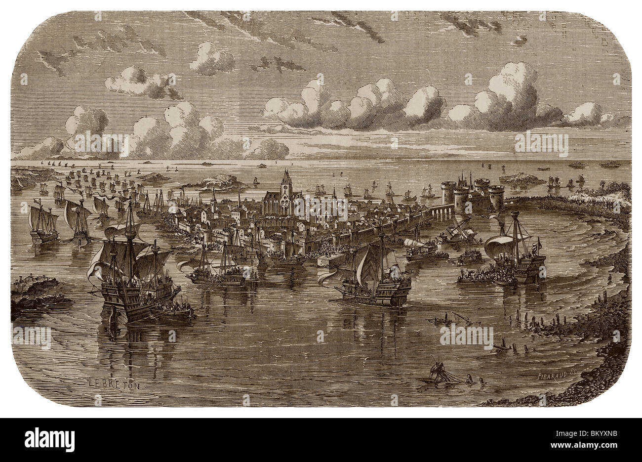 Im Jahre 1376, während des Hundertjährigen Krieges, Belagerung von Saint-Malo durch die Engländer. Stockfoto