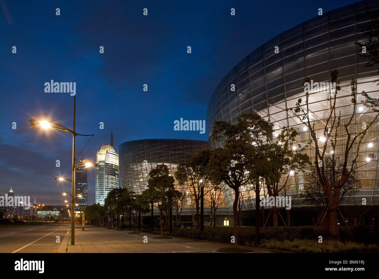 Oriental Art Center Shanghai, Pudong, Oriental Art Center in Pudong, Architekt Paul Andreu Paris, Events, Architektur, Glas Stockfoto