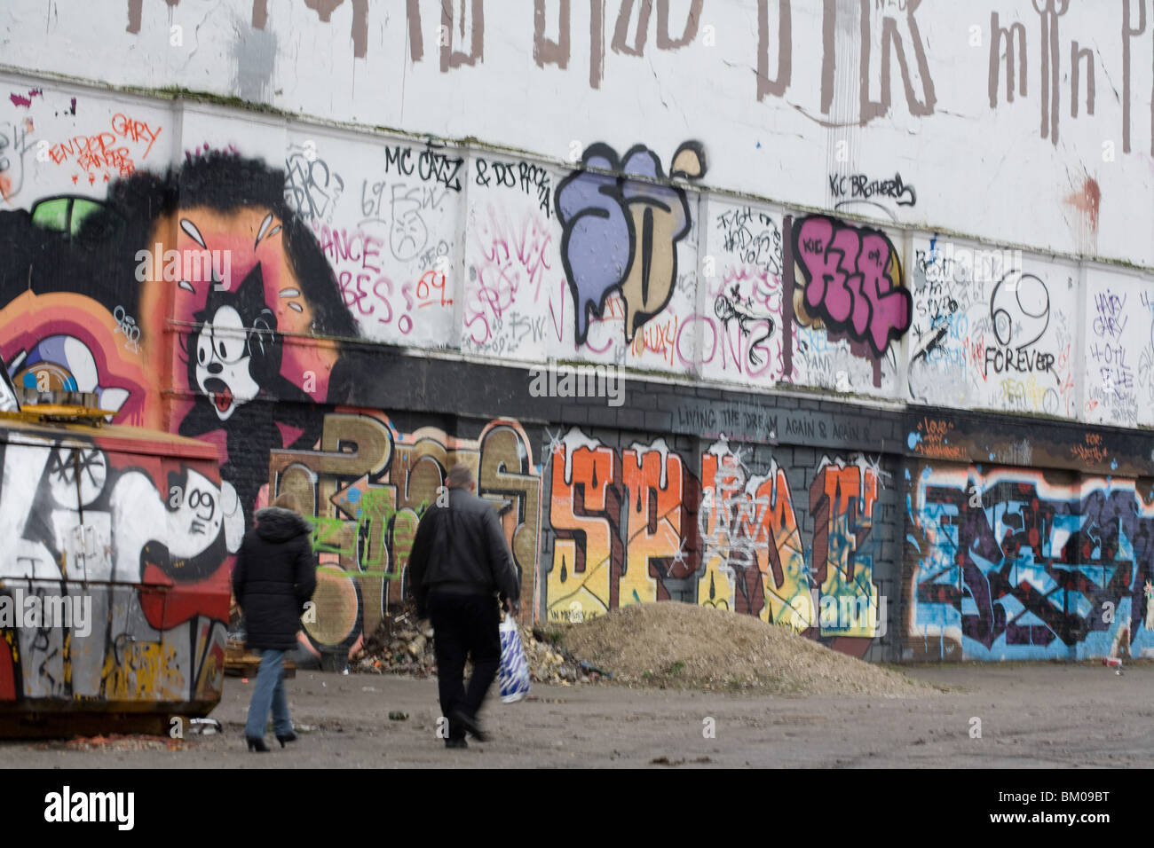 Graffiti an der Wand in Kopenhagen, Dänemark Stockfoto