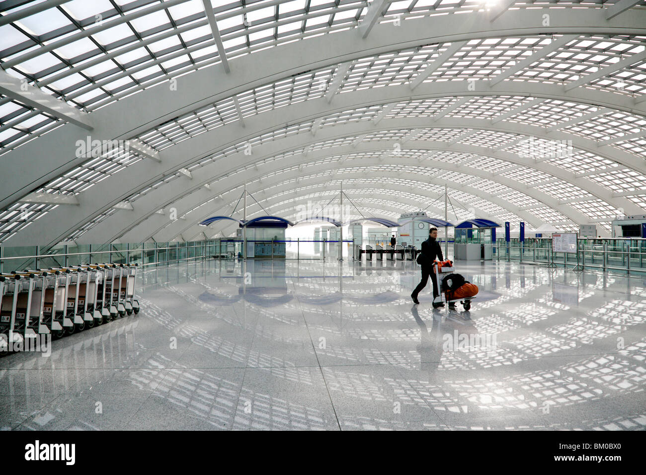 U-Bahnstation am internationalen Flughafen Beijing, Peking, China, Asien Stockfoto